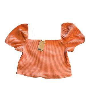 H&M Pink Crop Square Neck Short Sleeve Crop Top NWT